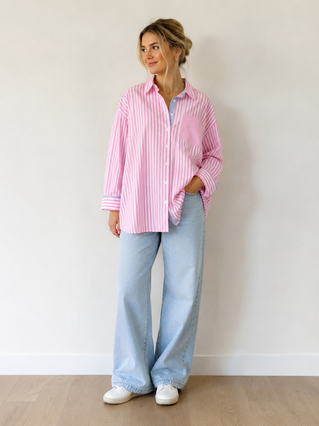 LABEL OF LOVE - Multi Stripe Shirt - Pink/Blue
