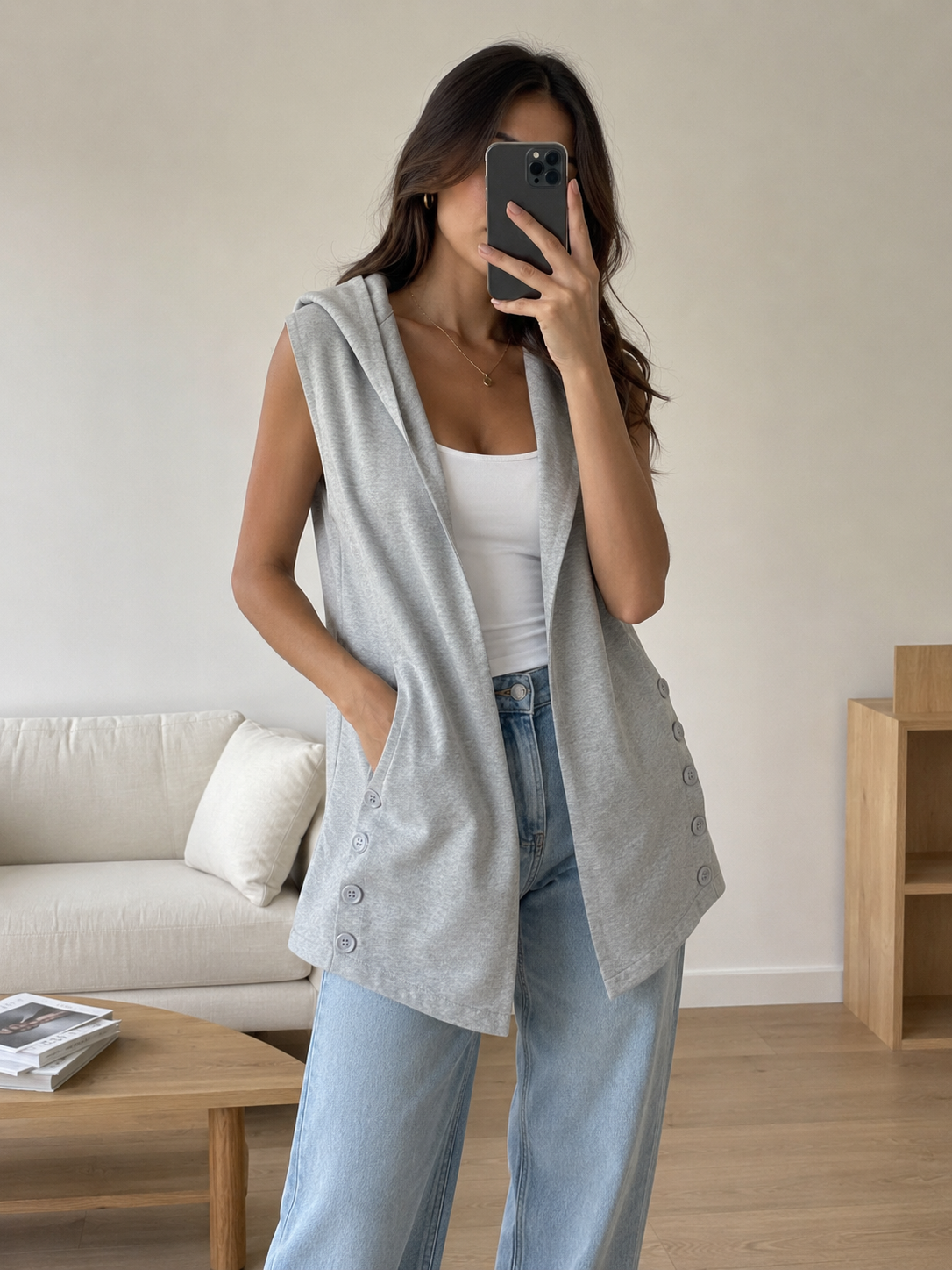 THREADZ - Hooded Cardigan - Grey