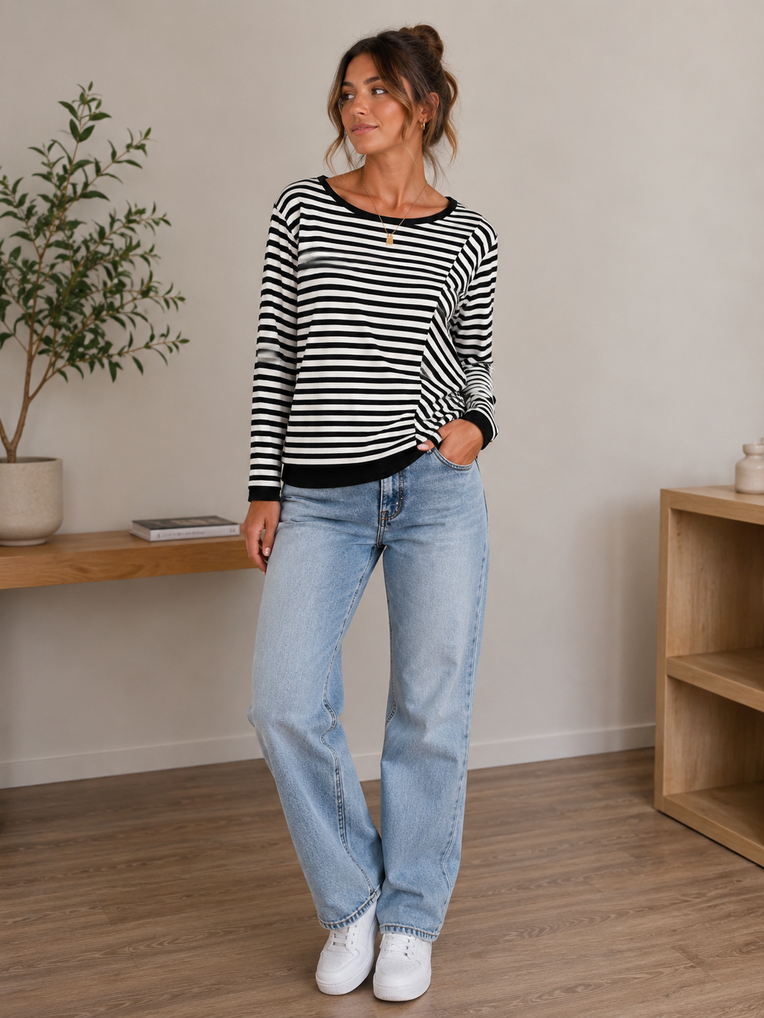 CLARITY - Striped Long Sleeve- Black/White