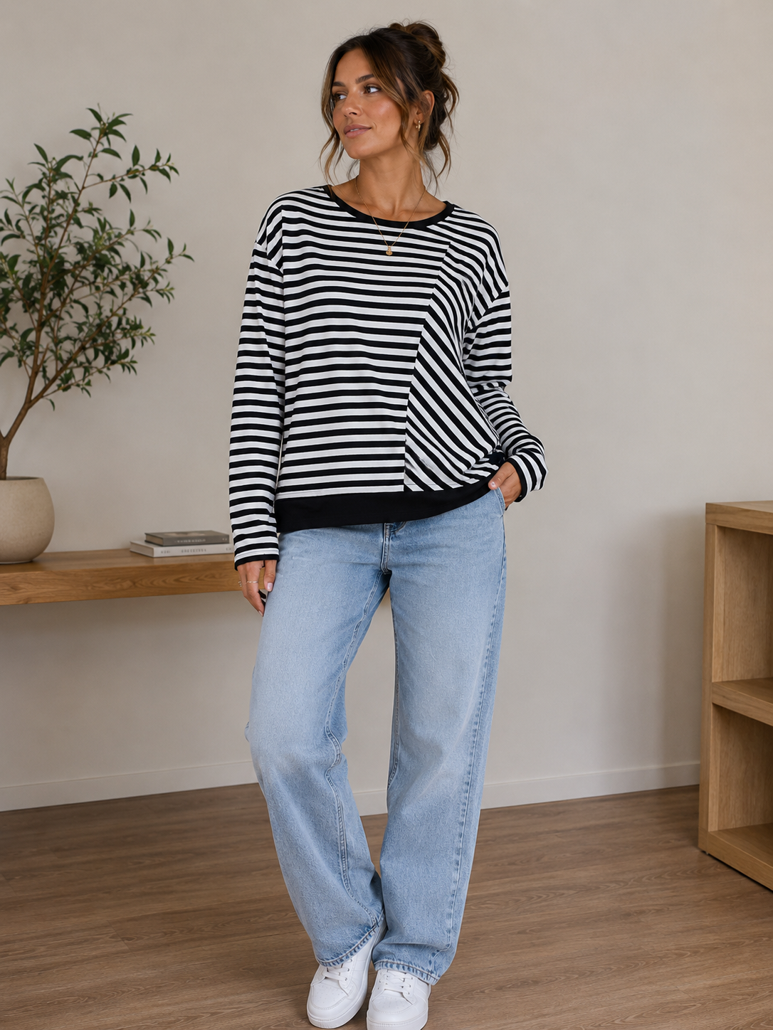 CLARITY - Striped Long Sleeve- Black/White