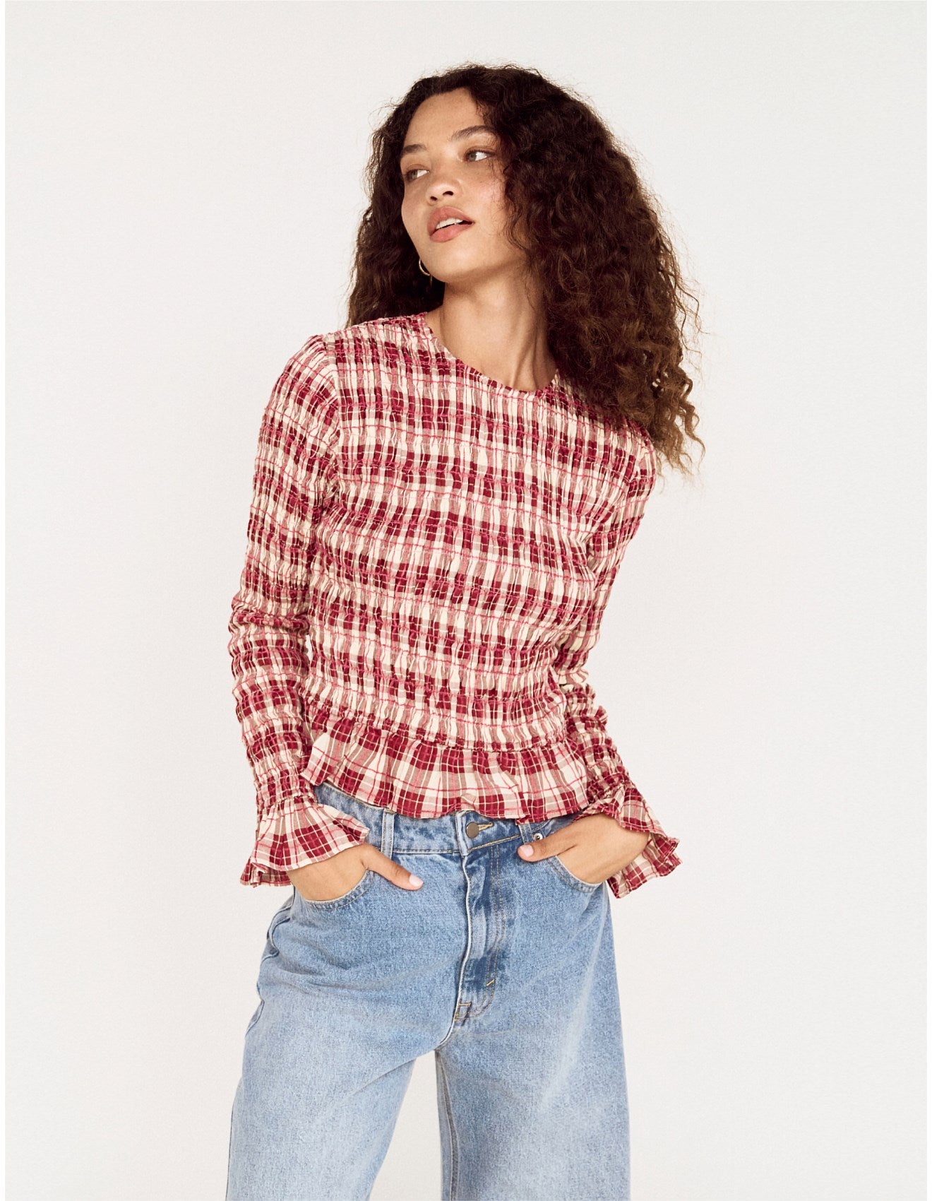 MINK PINK - Anouk Shirred Top - Check