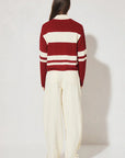 MON RENN - Cosmo Knit Jumper - Burgandy Cream Stripe