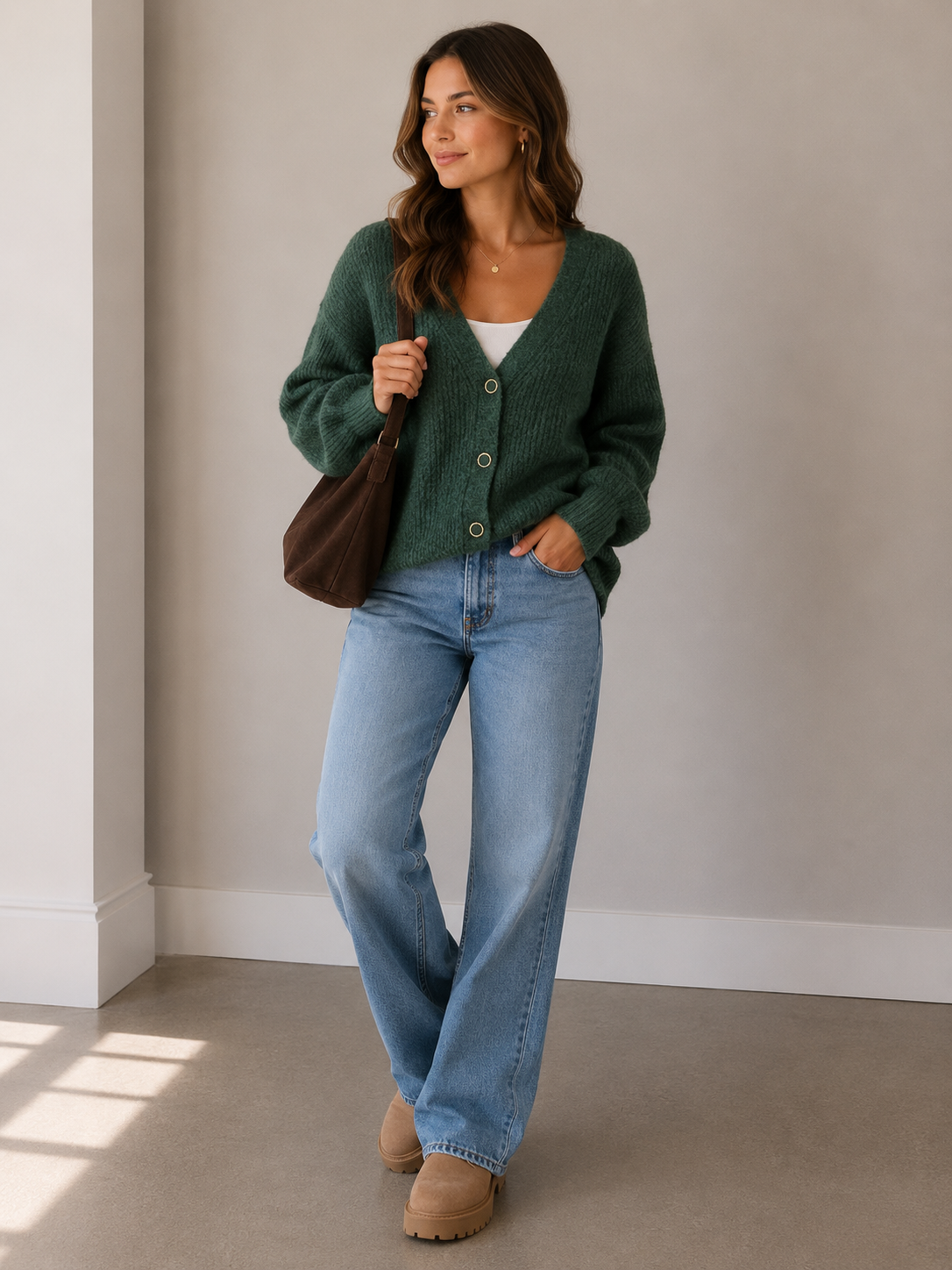 SABENA - Short 3 Button Cardi - Military