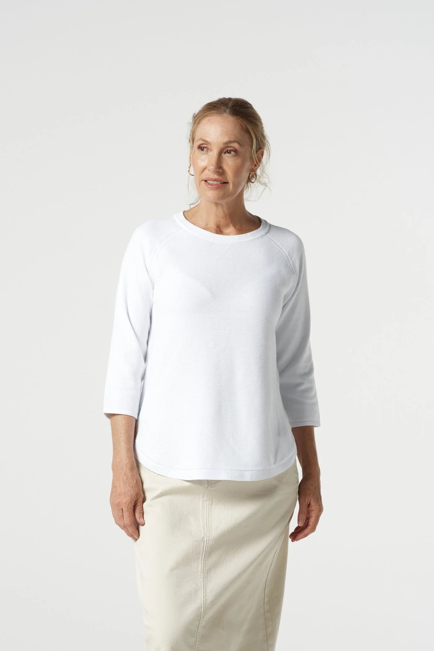 GOONDIWINDI - Sorbet Cotton 3/4 Sleeve Raglan Knit - Optical White