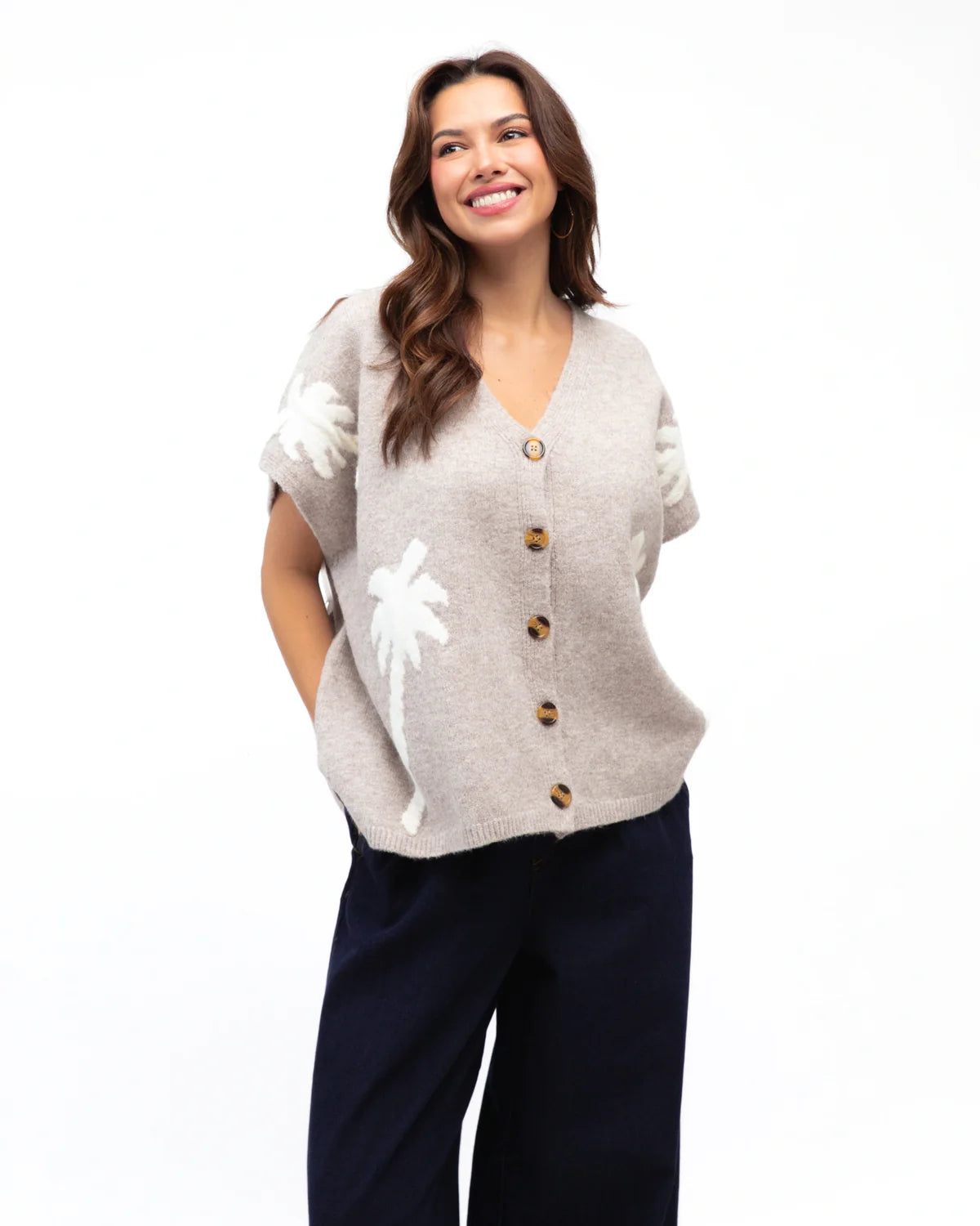 LABEL OF LOVE - Palm Embroidered Knit - Natural