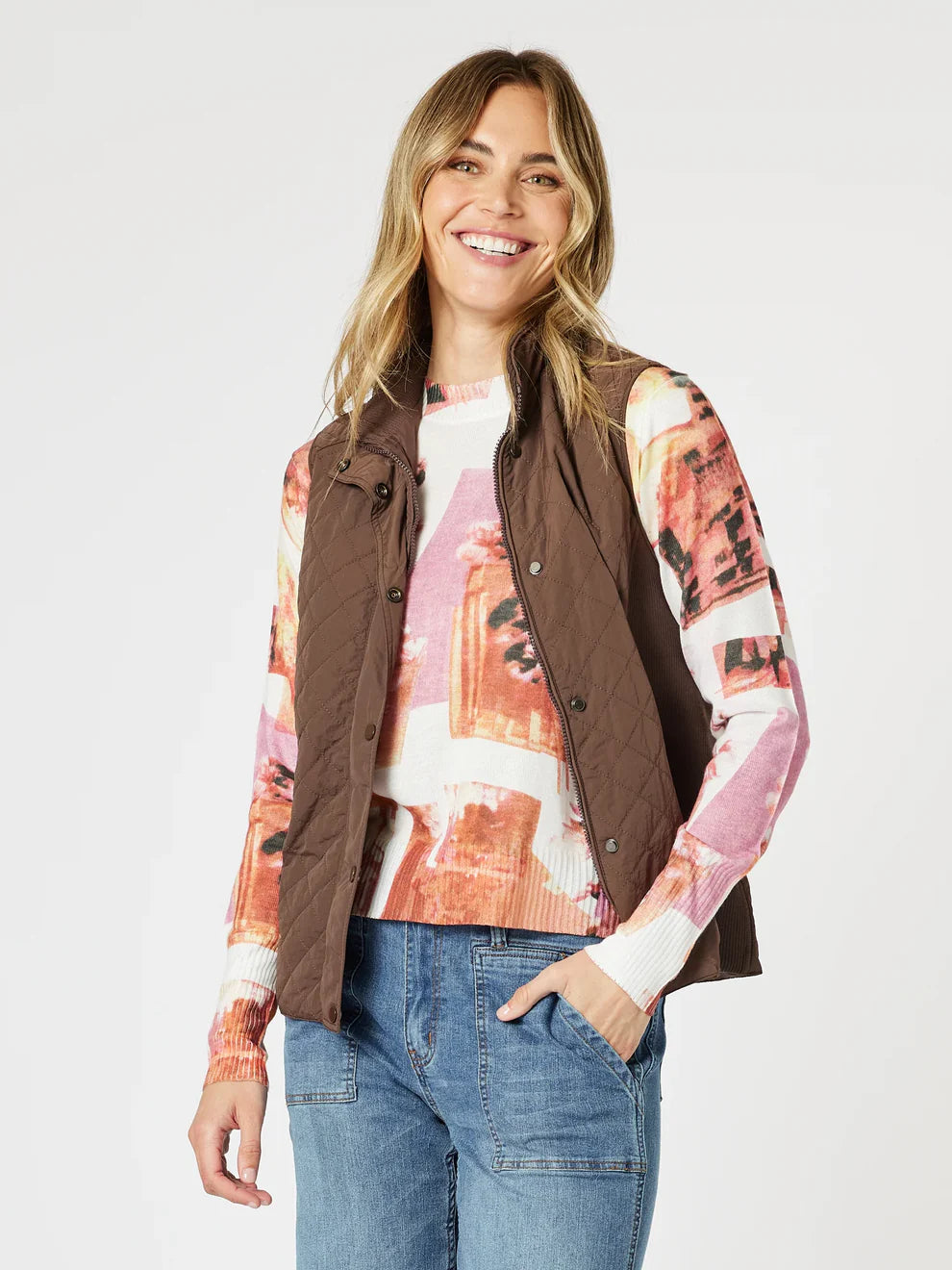 GORDON SMITH - Brighton Puffer Vest - Chocolate