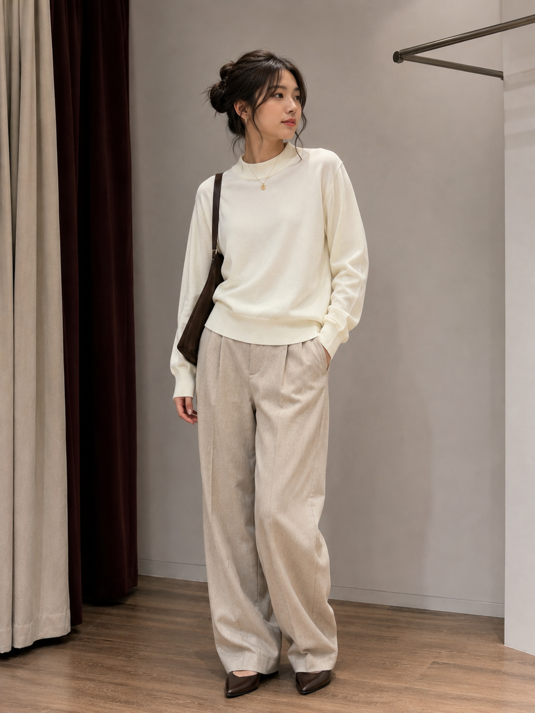 BROMLEY - Viola High Crew Wool Sweater - Snow