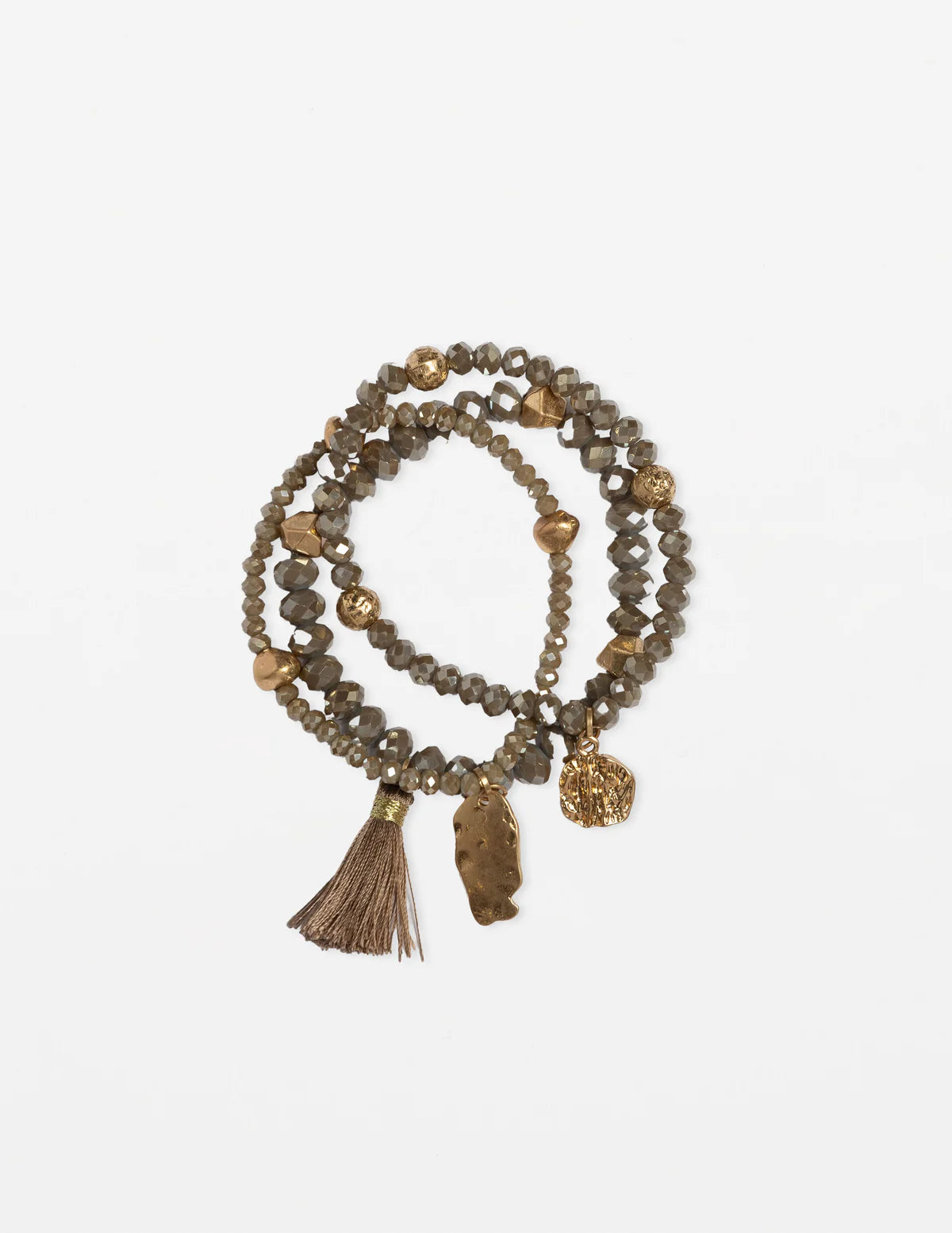 STELLA AND GEMMA - Set of 3 Smoky Quartz Bead Bracelet