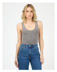ALL ABOUT EVE - Washed Rib Lace Tank - Charcoal