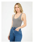 ALL ABOUT EVE - Washed Rib Lace Tank - Charcoal