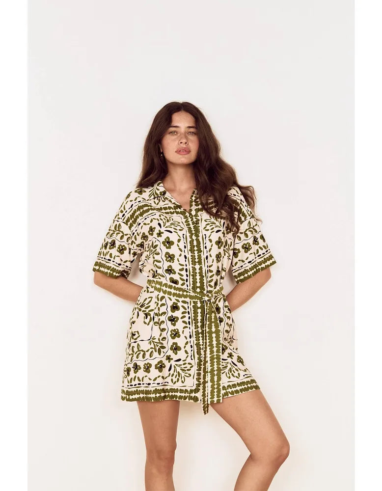 MINK PINK - Remi Shirt Mini Dress - Olive
