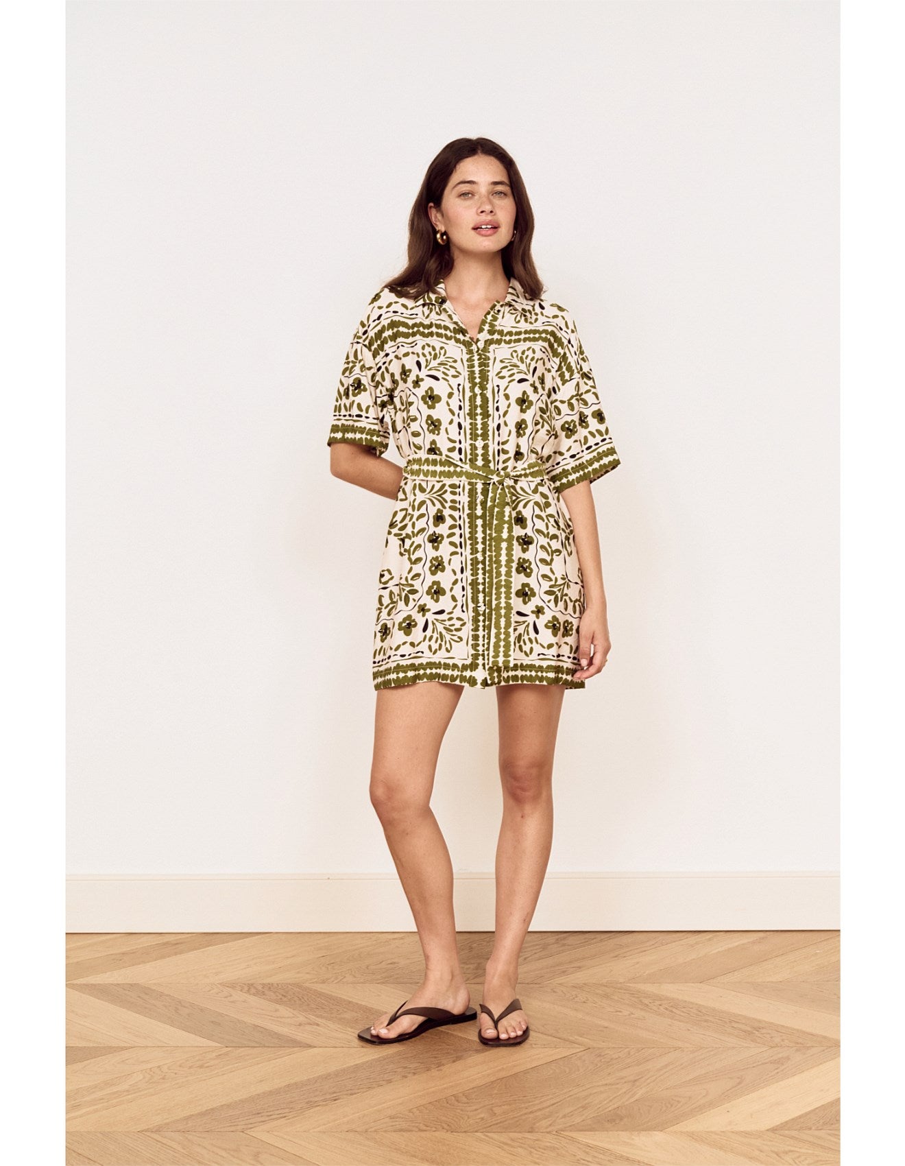 MINK PINK - Remi Shirt Mini Dress - Olive
