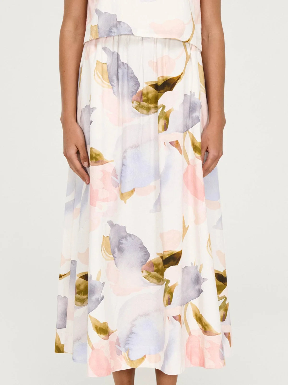 STAPLE THE LABEL - Valea Midi Skirt - Watercolour Floral