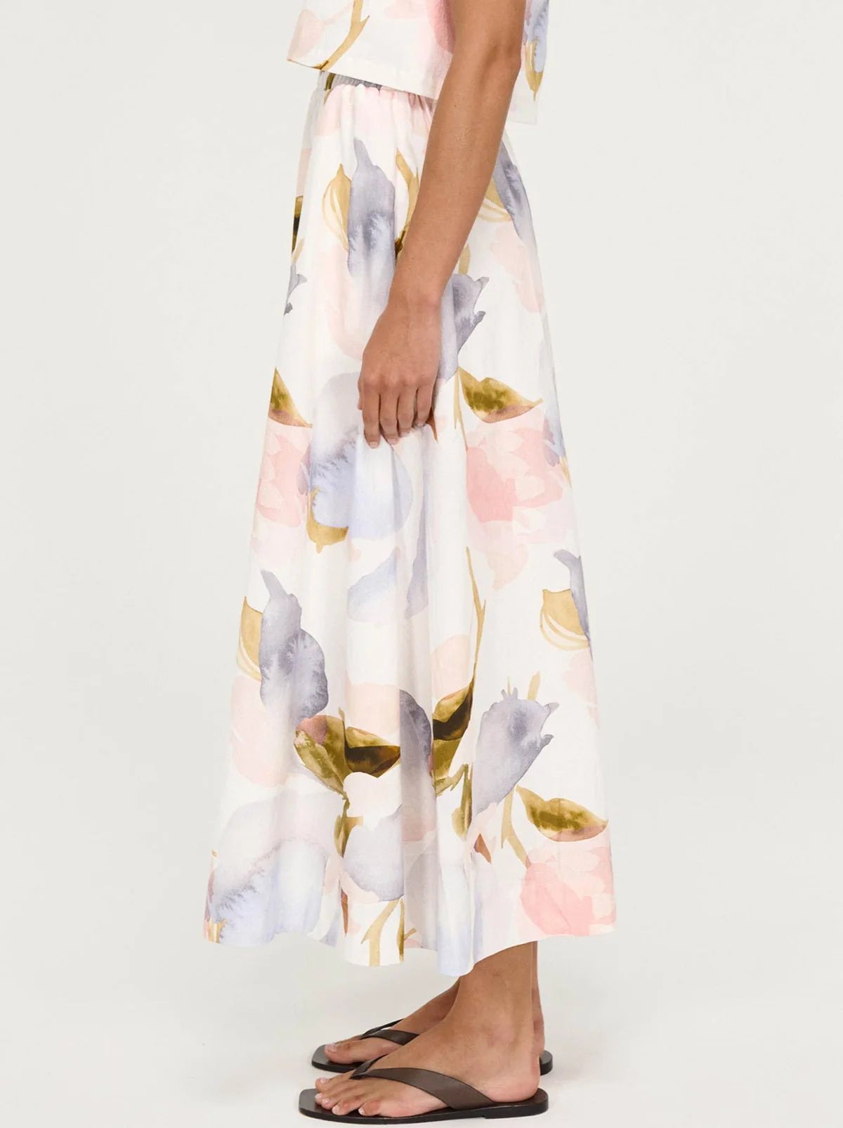 STAPLE THE LABEL - Valea Midi Skirt - Watercolour Floral