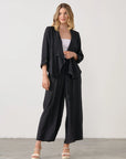 HOLMES & FALLON - Wide Leg Pant with elastic waist - Black