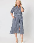 GORDON SMITH - Riviera Stripe Print Shirtdress - Navy/White