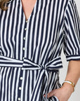 GORDON SMITH - Riviera Stripe Print Shirtdress - Navy/White