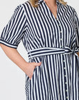 GORDON SMITH - Riviera Stripe Print Shirtdress - Navy/White