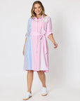 THREADZ - Miramar Stripe Print Shirt Dress - Lipstick Multi