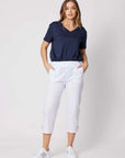 THREADZ - Santorini Cropped Cotton Pant - White