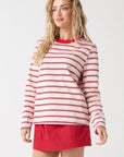 CARTEL & WILLOW - Felix Long Sleeve - Red Pink Stripe