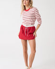 CARTEL & WILLOW - Felix Long Sleeve - Red Pink Stripe