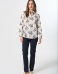 GOONDIWINDI - Hazel Embroidered Cotton Blouse - Cream/Navy