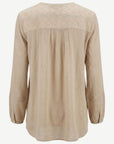 CORFU - Sand Crepe Georgette Lace Trim Long Sleeve Blouse