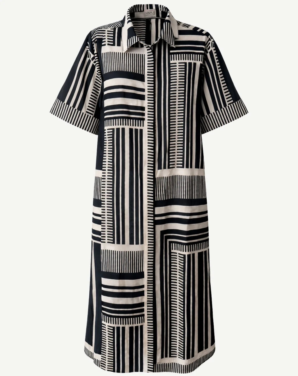CORFU - Navy/Cream Geometric Dress