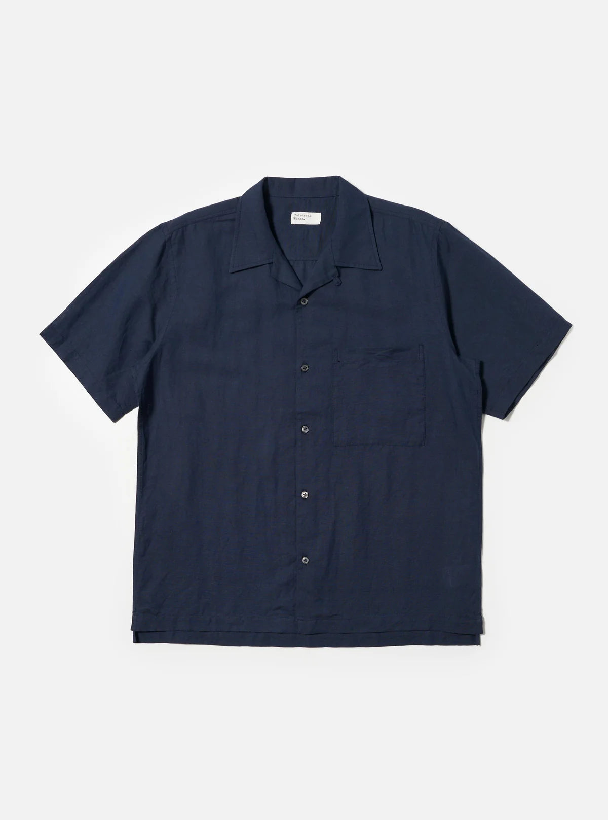 MECHMOTO - Linen S/S Shirt with chest pocket back box pleat - Navy