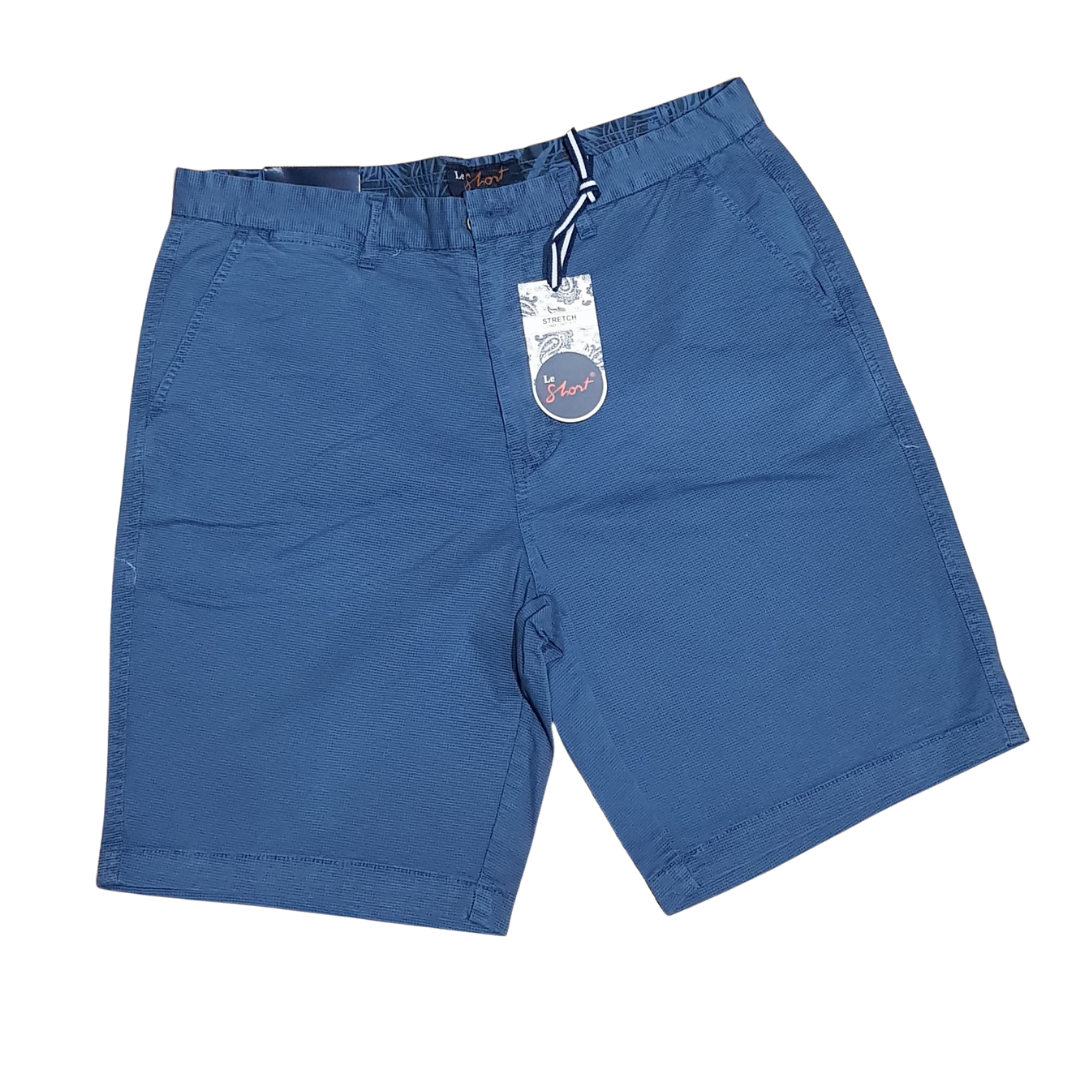 LE SHORT - Printed Stretch Cotton Short - Denim