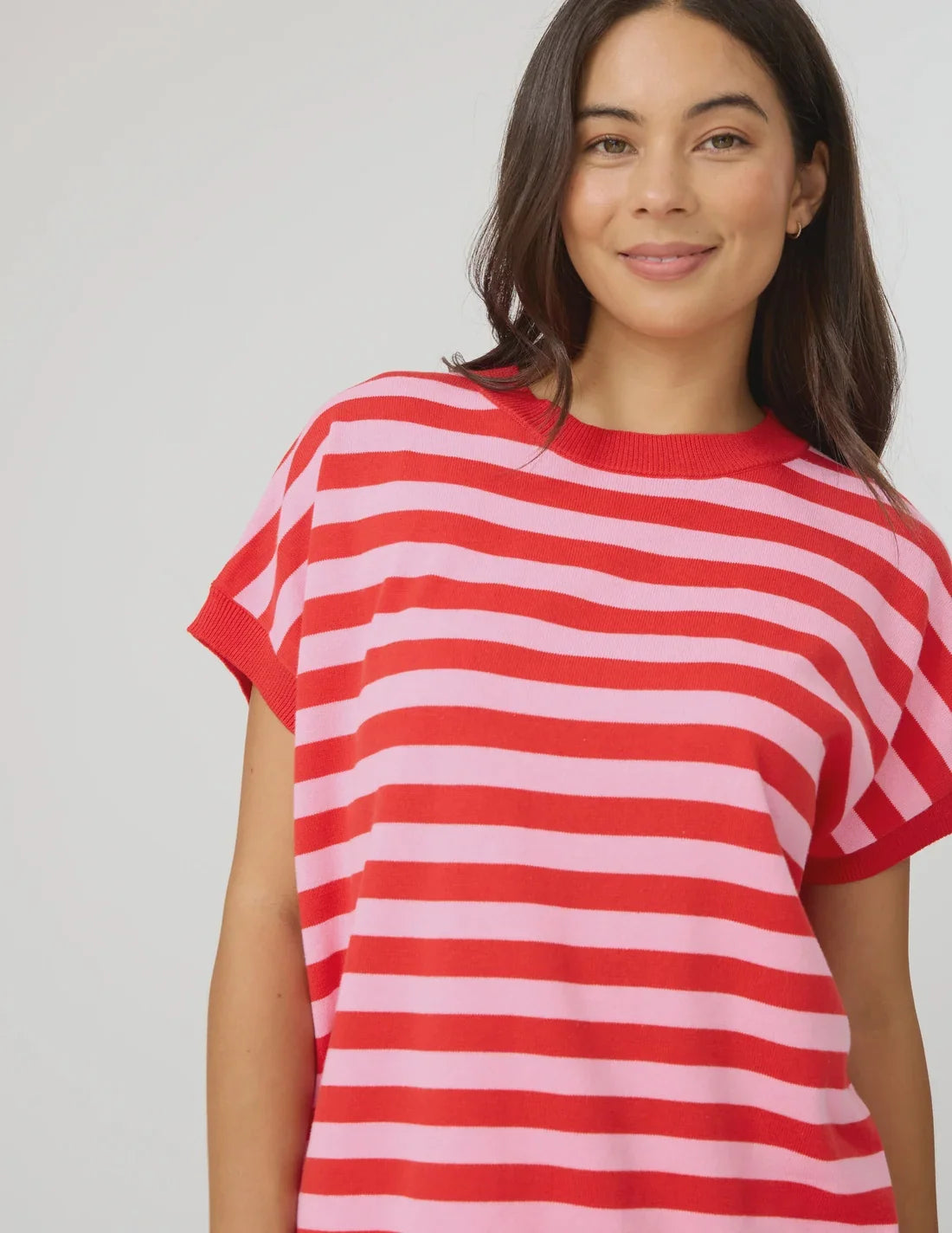 STELLA AND GEMMA - Gwen Tee - Pink/Red Stripe