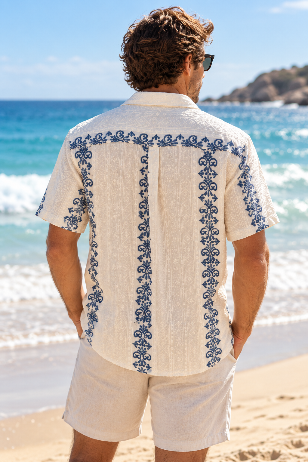 MECHMOTO - Embrodered Shirt - Blue and White
