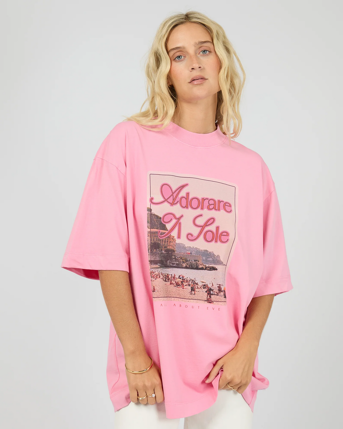 ALL ABOUT EVE - Coastline Oversized Tee - Pink