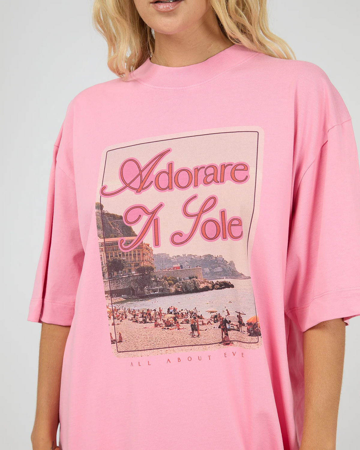 ALL ABOUT EVE - Coastline Oversized Tee - Pink