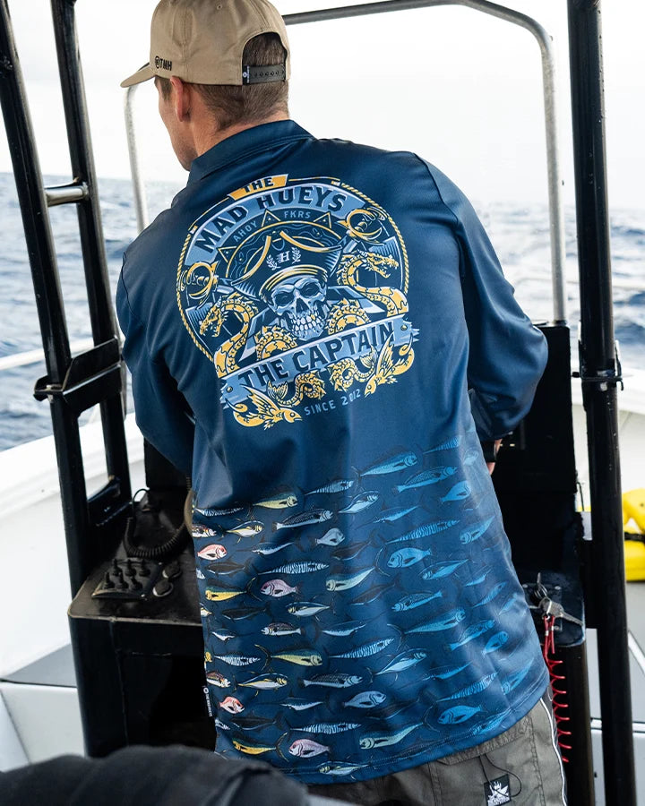 MAD HUEYS - Dragon Captain UPF 50+ Fishing Jersey - Navy