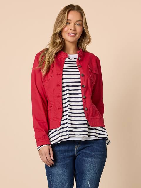 THREADZ - Maggie Denim Jacket - Red