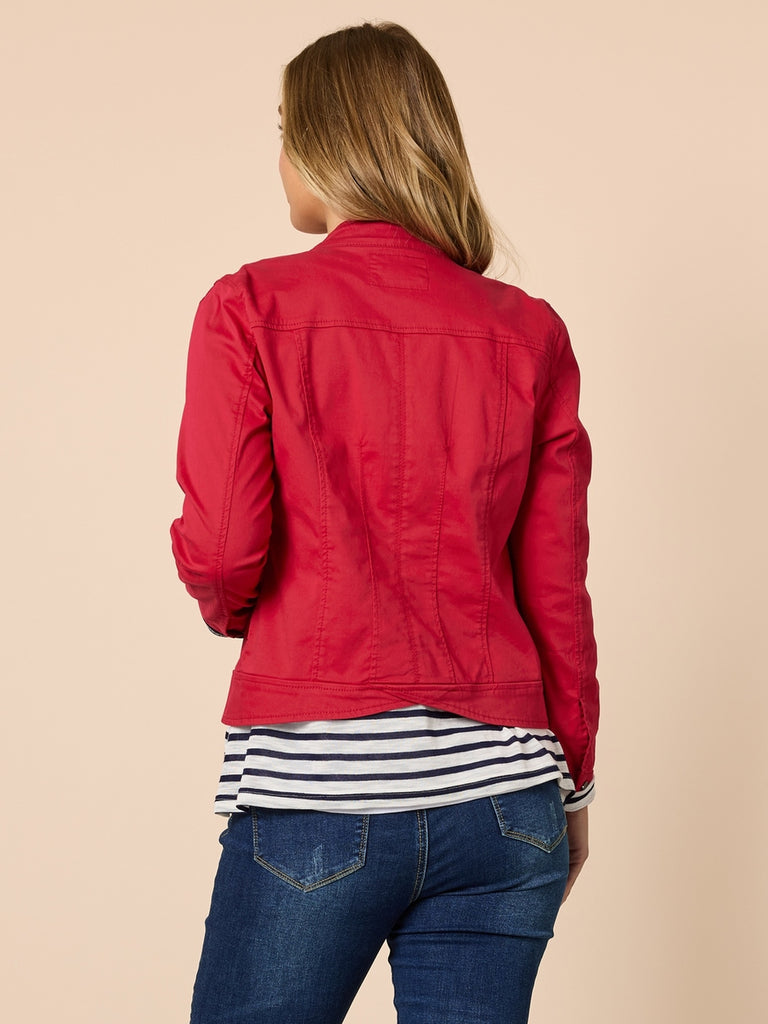 THREADZ - Maggie Denim Jacket - Red