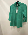 EQUINOX- Jade/White Stripe Long Sleeve 1/4 zip Long Sleeved Top.  Style 232