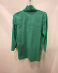 EQUINOX- Jade/White Stripe Long Sleeve 1/4 zip Long Sleeved Top.  Style 232
