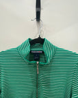 EQUINOX- Jade/White Stripe Long Sleeve 1/4 zip Long Sleeved Top.  Style 232