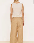 MINK PINK - Boat Neck Rib Detail Mesh Top - Cream