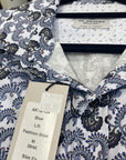 A K DEMIRE- Blue Patterned Dress Long Sleeved Shirt. Slim Fit