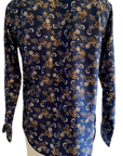 MAURIO- LONG SLEEVED SHIRT.  Navy Print