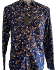 MAURIO- LONG SLEEVED SHIRT.  Navy Print