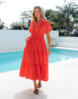 LABEL OF LOVE – Contrast Tipped Midi Dress - Orange