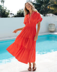 LABEL OF LOVE – Contrast Tipped Midi Dress - Orange