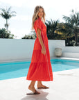LABEL OF LOVE – Contrast Tipped Midi Dress - Orange