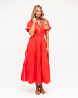 LABEL OF LOVE – Contrast Tipped Midi Dress - Orange