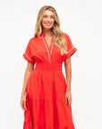 LABEL OF LOVE – Contrast Tipped Midi Dress - Orange